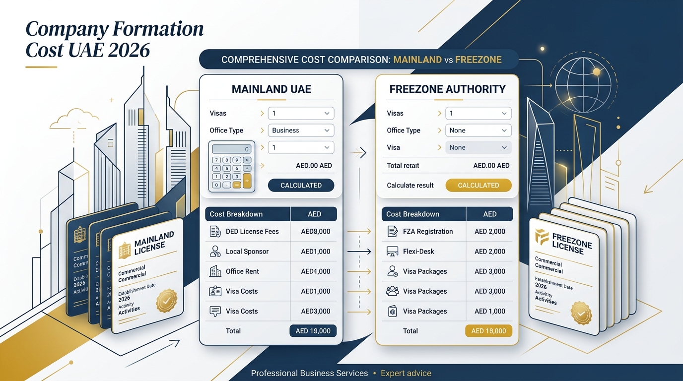 Company Formation Cost in UAE — Complete Breakdown 2026 (Mainland + Freezone)
